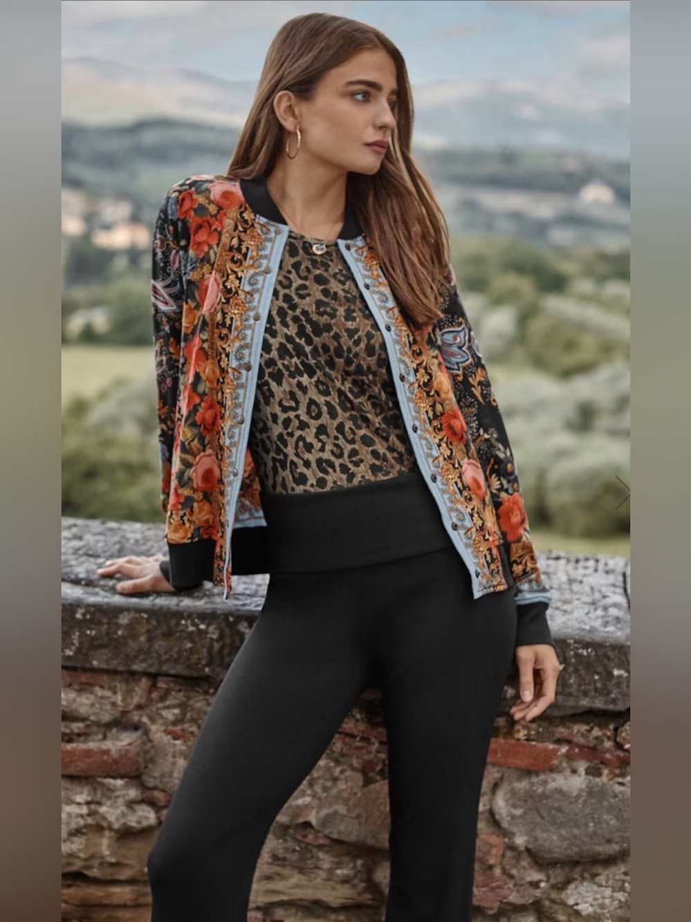 Johnny Was French Terry Bomber Jacket